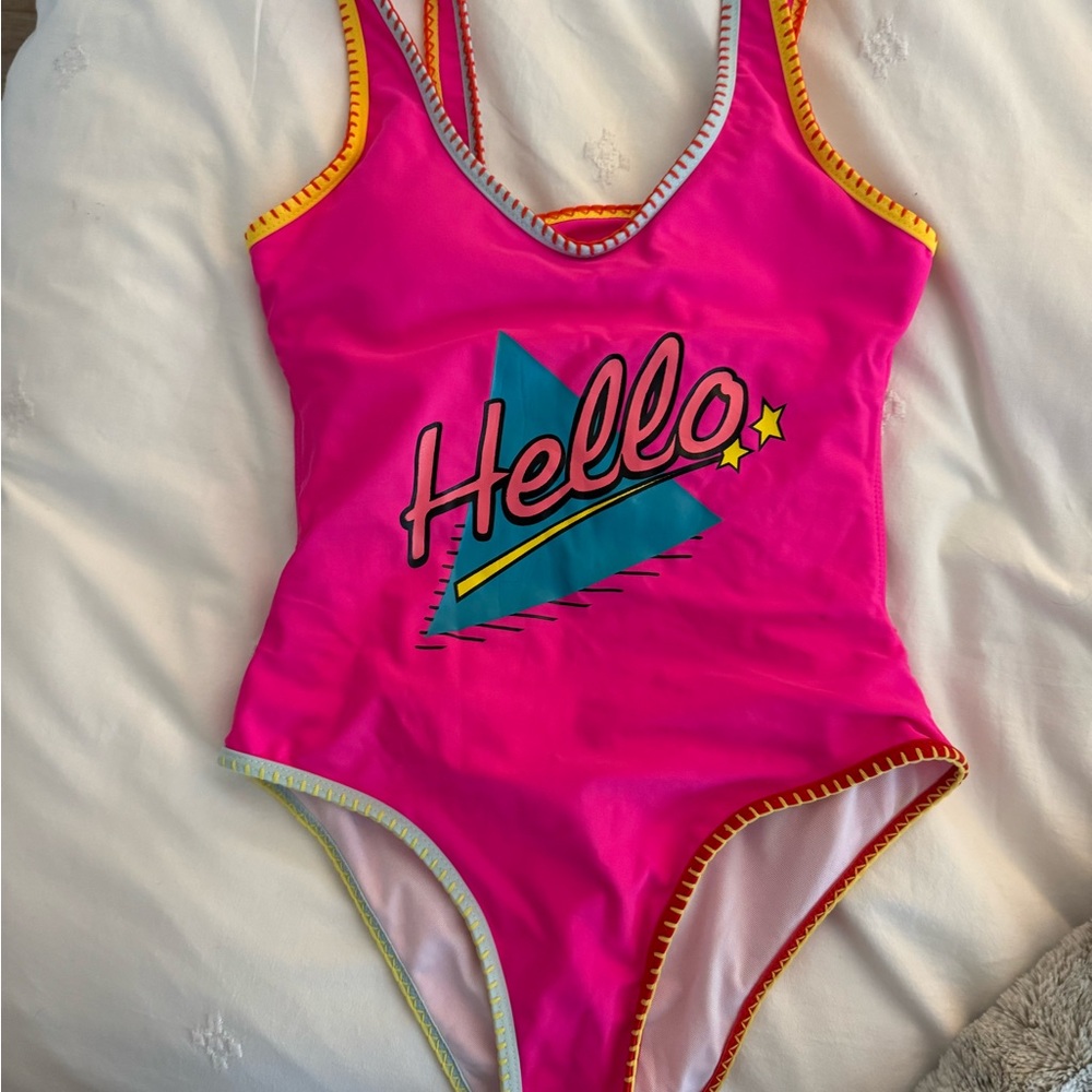 Women’s Hot Pink 'Hello' One-Piece Swimsuit